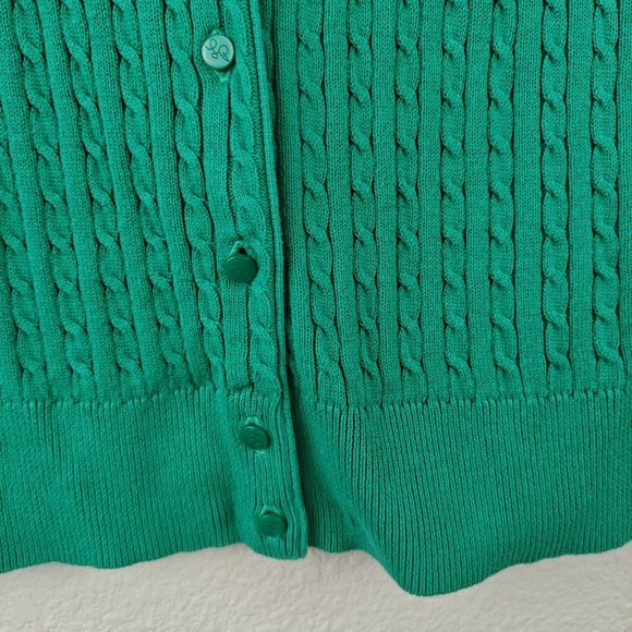 Lilly Pulitzer Cable Knit Kelly Green Palm Tree Button Down Cardigan Woman's S - Picture 3 of 14